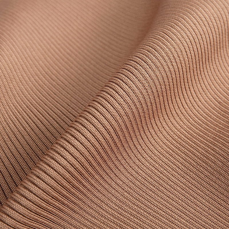 ผ้าถักลายนูนโพลีเอสเตอร์ยืดต่ำ 2x2 สำหรับเสื้อผ้าน้ำหนักเบา